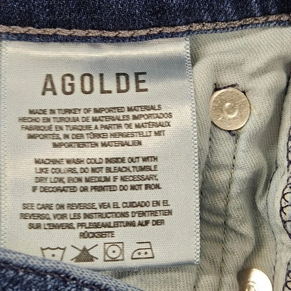 AGOLDE Sophie High Rise Skinny Jeans Womens 25‎ Dark Indigo Blue Distressed
